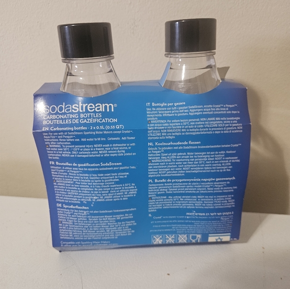 SodaStream 16.9 Oz / 0.5 Liter White Carbonating Bottles 2-Pack NEW - Picture 4 of 5